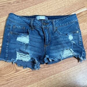 No Boundaries Blue Distressed Jean Shorts